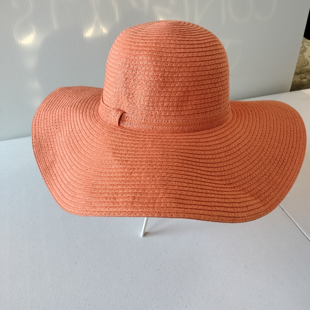 Shade & Shore light orange straw floppy Hat beach vacation resortwear travel